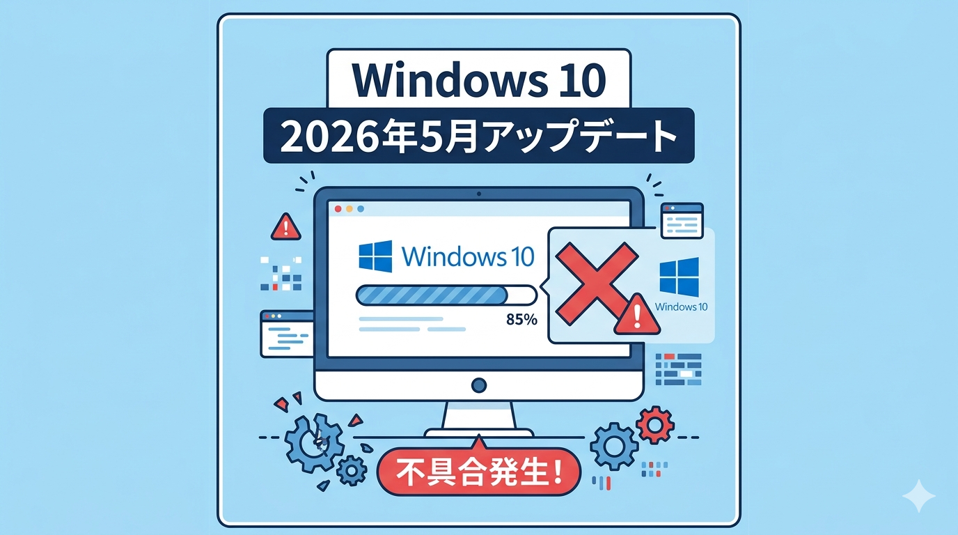 Windows 10の2026年5月アップデートで不具合