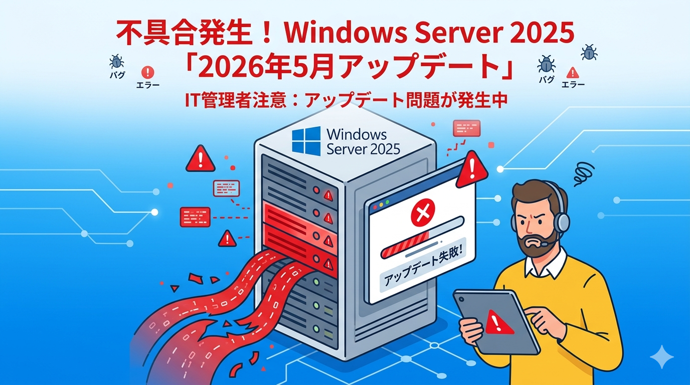 Windows Server 2025の2026年5月アップデートで不具合