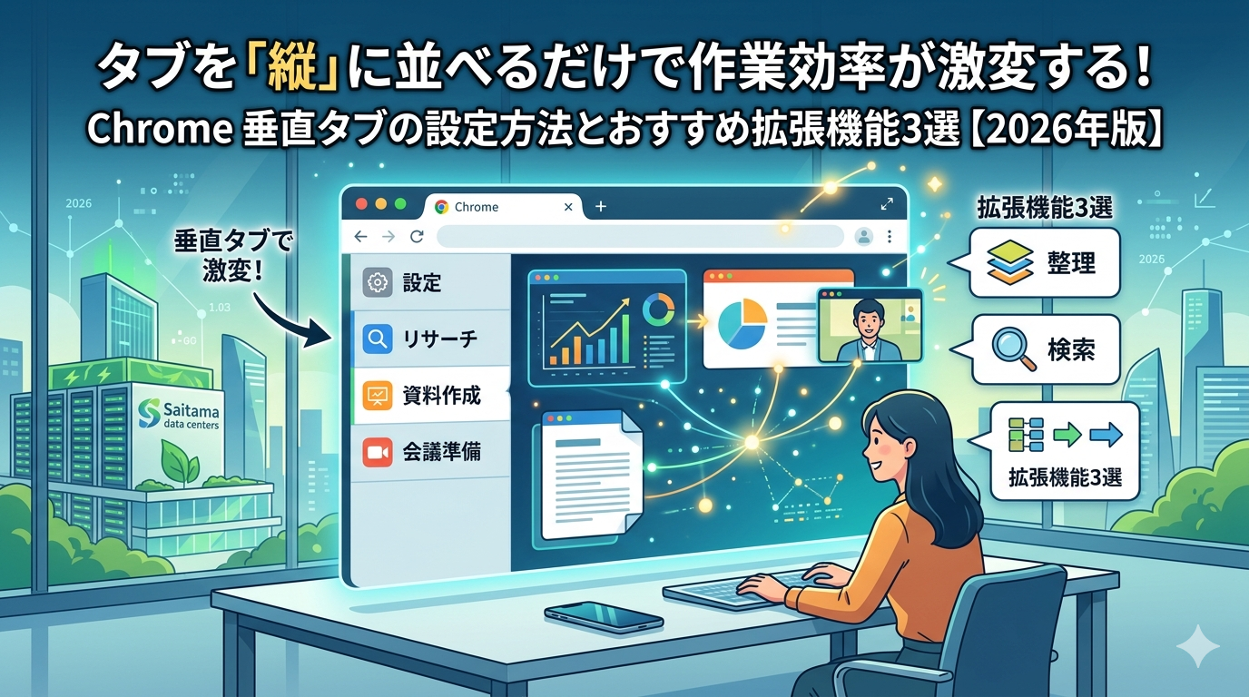 タブを「縦」に並べるだけで作業効率が激変する！Chrome 垂直タブの設定方法とおすすめ拡張機能3選【2026年版】