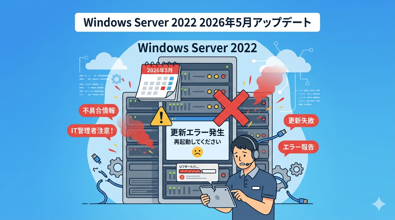 Windows Server 2022の2026年5月アップデートで不具合