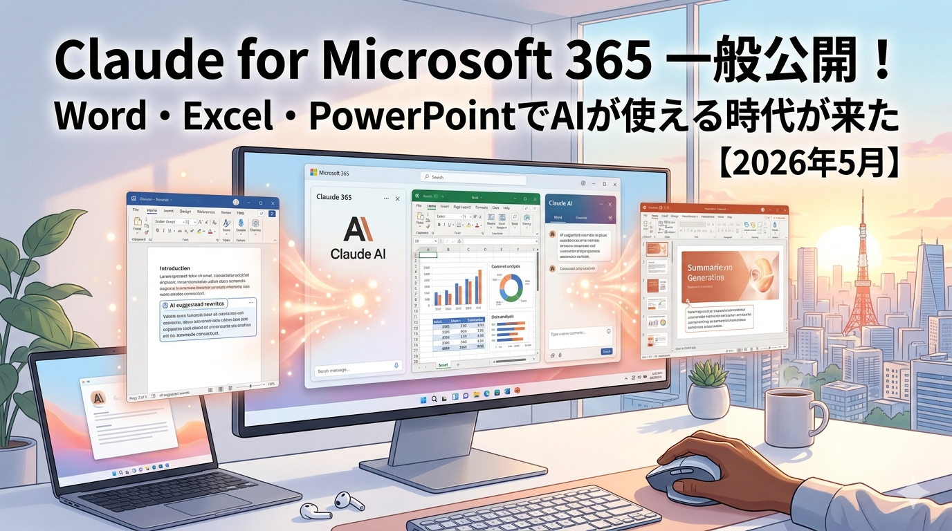 Claude for Microsoft 365が一般公開｜Word・Excel・PowerPointでAIが使える時代が来た【2026年5月】