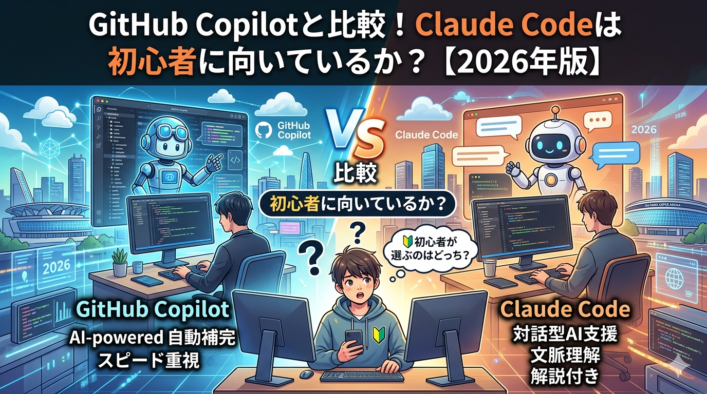 Copilotと比較！Claude Codeは初心者に向いているか？【2026年版】