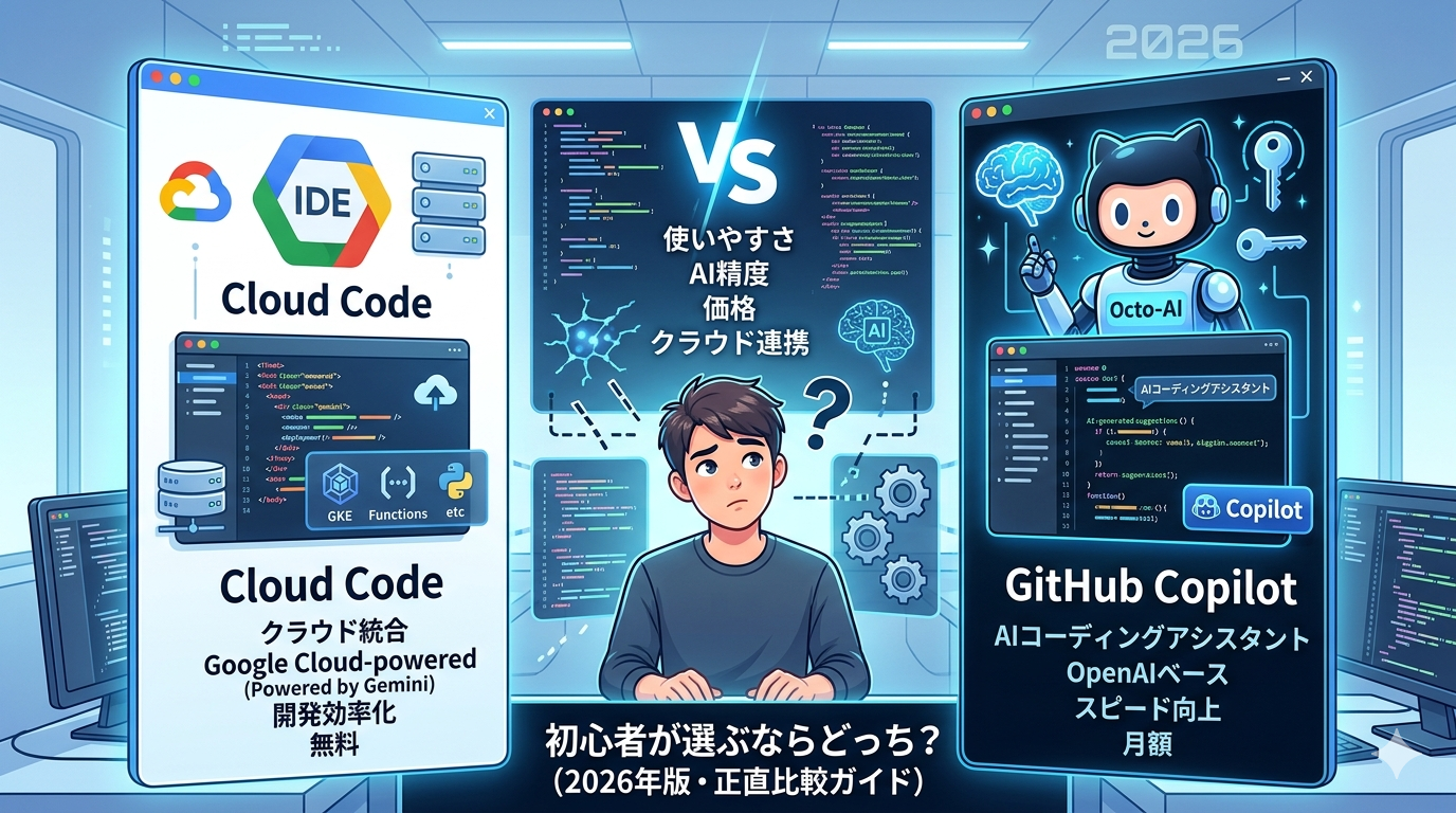 Cloud Code vs GitHub Copilot｜初心者が選ぶならどっち？2026年版・正直比較ガイド