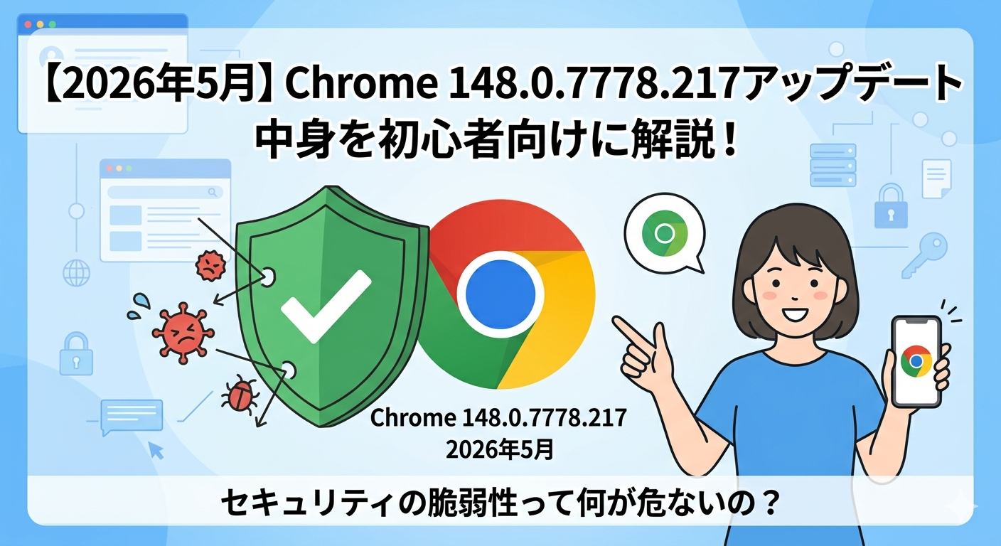 【2026年5月】Chrome 148.0.7778.217アップデートの中身を初心者向けに解説！セキュリティの脆弱性って何が危ないの？