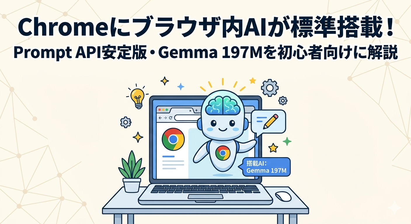 Chromeにブラウザ内AIが標準搭載！Prompt API安定版・Gemma 197Mを初心者向けにわかりやすく解説