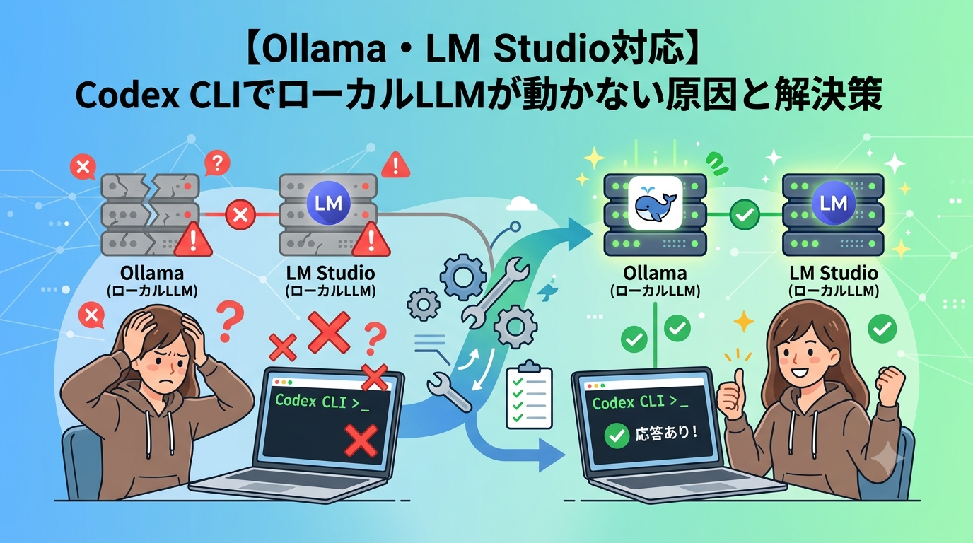 Codex CLIでローカルLLMが動かない・応答しない原因と解決策【Ollama・LM Studio対応】