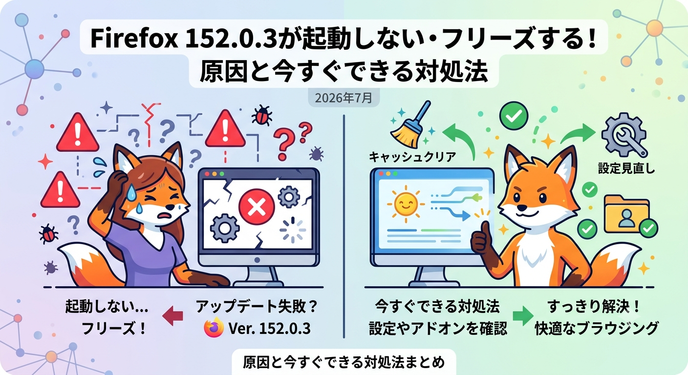 Firefox152.0.3にしたら起動しない・フリーズする！原因と今すぐできる対処法