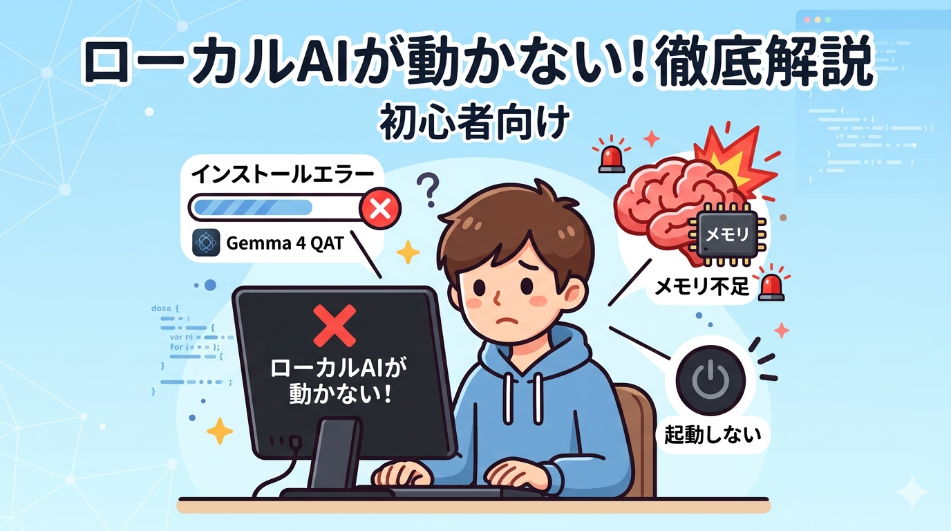 ローカルAIが動かない！「Gemma 4 QAT」インストールエラー・メモリ不足・起動しない症状を初心者向けに徹底解説
