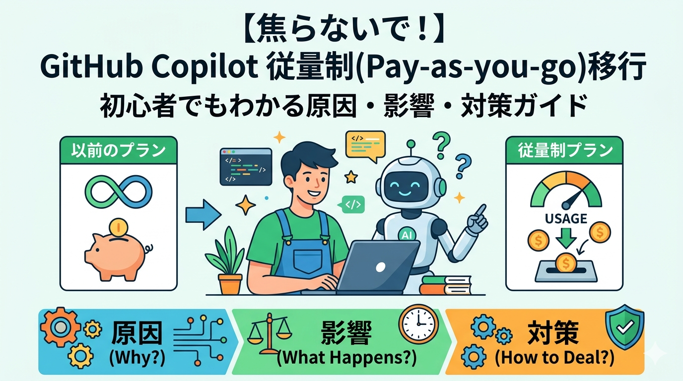 【焦らないで！】GitHub Copilotの従量制（Pay-as-you-go）移行とは？初心者でもわかる原因・影響・対策ガイド