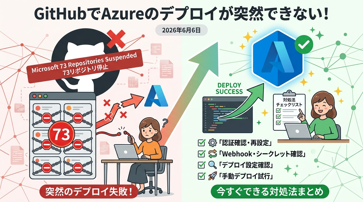 GitHubでAzureのデプロイが突然できない！Microsoft 73リポジトリ停止の原因と今すぐできる対処法