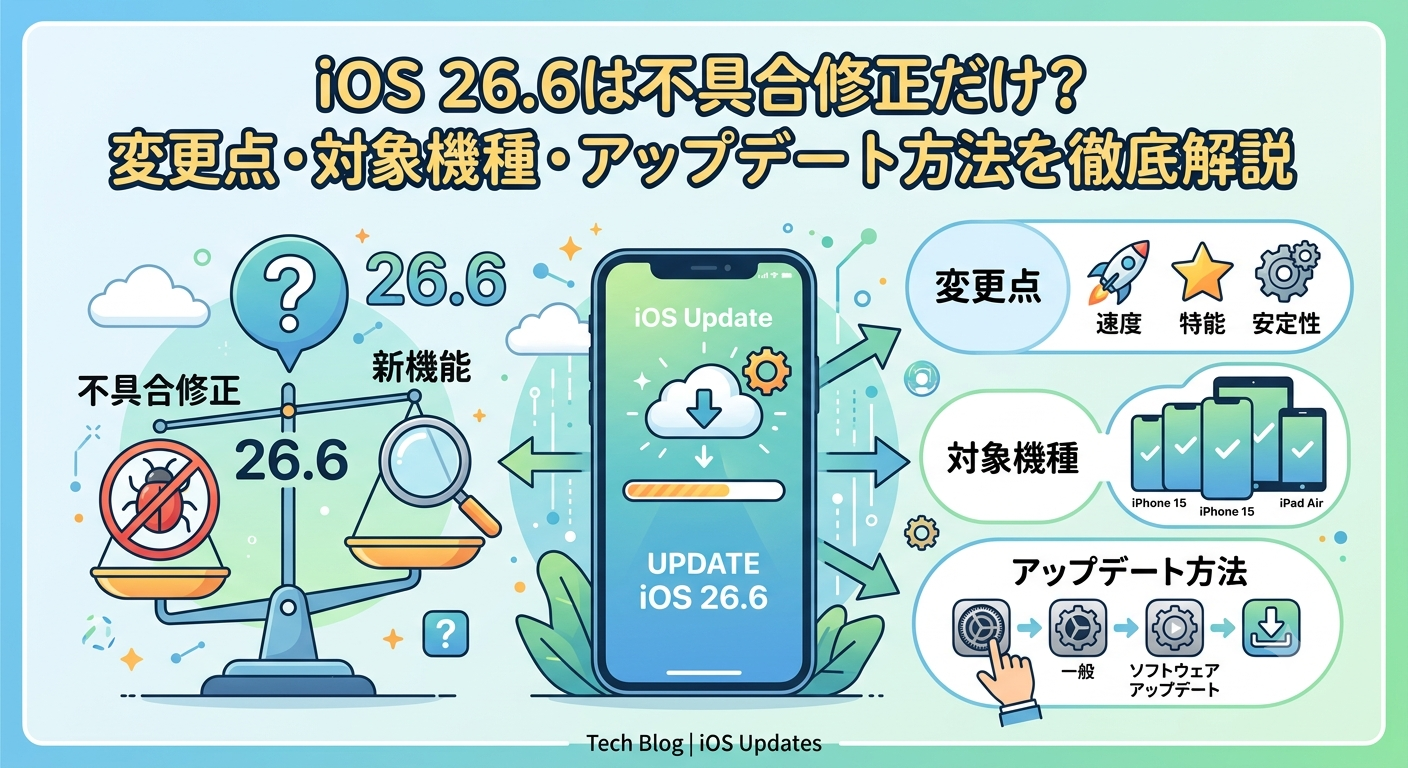 iOS 26.6は不具合修正だけ？変更点・対象機種・アップデート方法を徹底解説