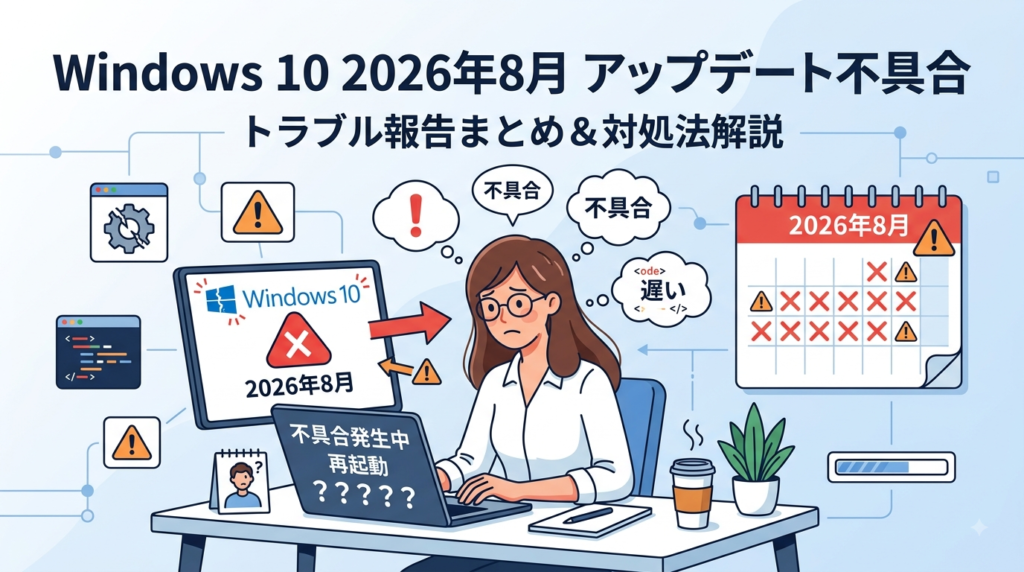 Windows 10の2026年8月アップデートで不具合【8/12更新】 - Jun's Trends Rooms