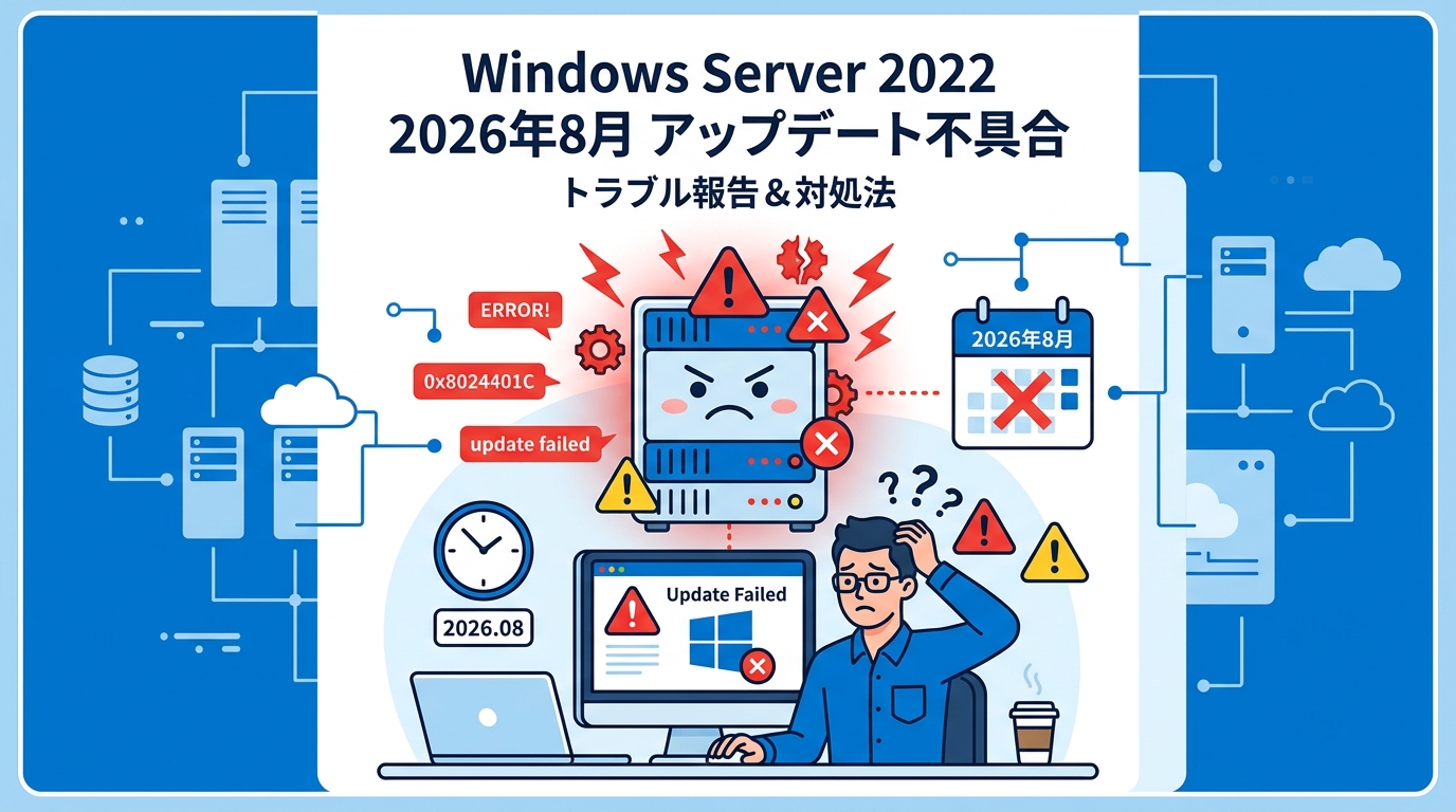 Windows Server 2022の2026年8月アップデートで不具合